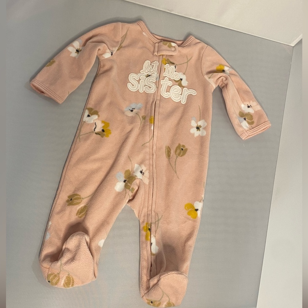 Carter's Pink Floral 'Little Sister' Footie‎
